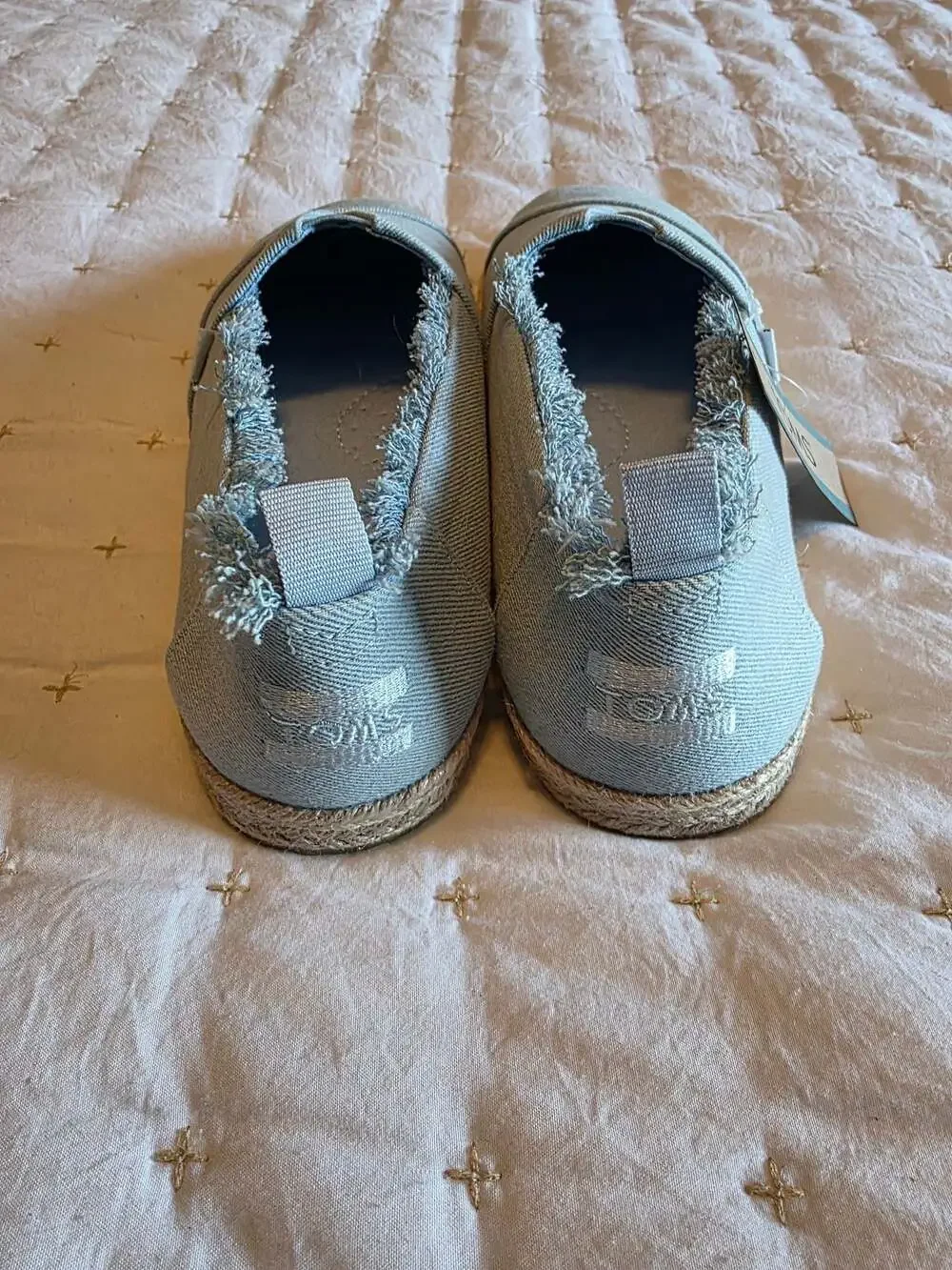 TOMS Women's Alpargata Rope Pastel Blue Washed Denim Espadrille Flats